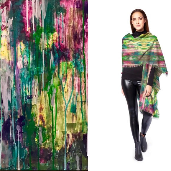 Shop Vida Sweaters - NWT Wool Poncho Sweater Scarf Shawl, HIDDEN BEAUTY by Noora Elkoussy/Vida